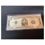 1934-B Blue Seal Five Dollar Bill