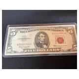 1963 Red Seal Five Dollar Bill