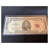 1963 Red Seal Five Dollar Bill