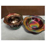 Carnival glass berry bowl & bowl