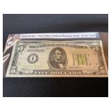 1934  Five Dollar Federal Reserve Note Green Seal