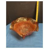 Imperial Marigold Carnival Glass footed bowl
