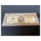 1934-A Yellow Seal Five Dollar Bill