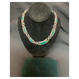 Sterling silver necklace with turquoise inlay