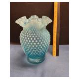 Unmarked Fenton blue opalescent hobnail base