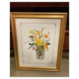 Gold framed floral picture 23'x19'