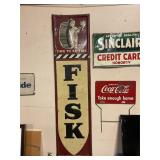 VINTAGE FISK 1949 metal sign 60'x15' repaired