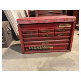 Metal toolbox with open top & content