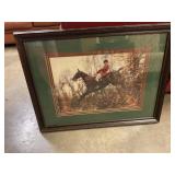 Framed Huntsman on horse picture 36'x27'