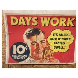 Vintage Days Work cardboard advertisement 20'x15'