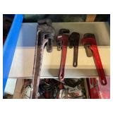 Assorted pipe wrenches