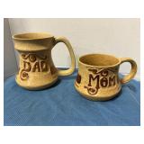 Pottery mugs, mom/dad