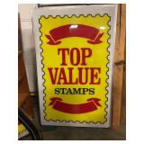 Top Value promotional double-sided sign 1950s