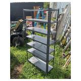 Metal shelf blue tag