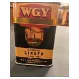 Vintage memorabilia advertising WGY ginger  tin