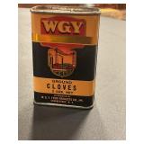 Vintage memorabilia advertising WGY Cloves tin