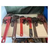 Assorted pipe wrenches