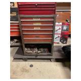 Metal toolbox on heavy duty steel cart w/ rollers