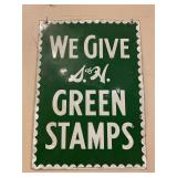 Green stamps porcelain double-sided sign28'x20'