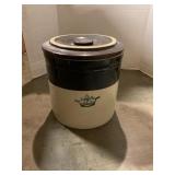 Blue crown stoneware #2 crock with lid