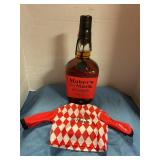 Makers Mark 1998 UofL 1L bottle w/ jockey shirt