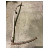 Vintage wooden hay scythe