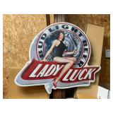 Lady Luck Anheuser Bush 1991 metal sign 35'x30'