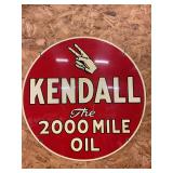 Kendall 2000 mile oil double-sided sign1957 -24'