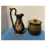 Pottery Cream Pitcher with sugar bowl