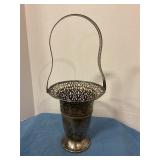Nickel Silver basket vase 14' tall