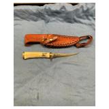 Hunting knife deer antler handle