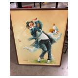 Canvas painting of clown by O Hammer 21ï¿½ x 25ï¿½