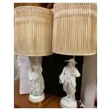 Vintage porcelain figural bisque table lamps 35ï¿½ T