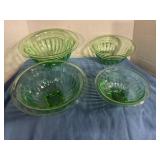Uranium Green depression glass mixing bowls