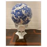 Decorative porcelain ball on stand 10ï¿½ tall