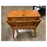 Dough box table w/ flip up storage & magazine rack