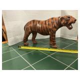 Leather Wrapped Tiger Statue 9ï¿½ tall