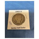 1902-D Barber Silver Half Dollar
