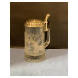 Deer etched stein w/ pewter lid