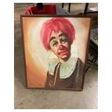 Canvas  hand-painted clown 21ï¿½ x 25ï¿½