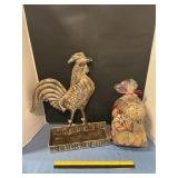Metal farmhouse-style rooster figure w/ potpourri