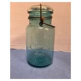 Blue Quick seal quart size jar w/ glass lid
