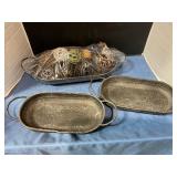 Rustic metal trays w/ decorative balls