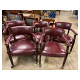 5-Guest vinyl upholstery burgundy chairs