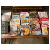 Large collection of recipe books in tote