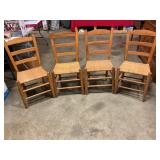 4 Ladder Back Chairs with Woven Seats