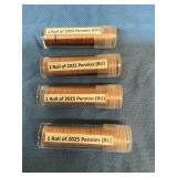 4 Rolls of BU 2025 Pennies