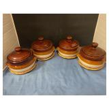 Stoneware bean pots w/ lids
