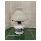 Vintage Courier&Ives oil lamp w/ milk glass shade