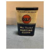 Antique Gulf dusting cloth can